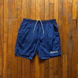 Alife Rivington Club ARC Swim Trunks Size L Men Blue White Logo Lined Board Shor